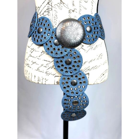 8 Other Reasons Montana Stallion Belt Studded Blue Denim 43\